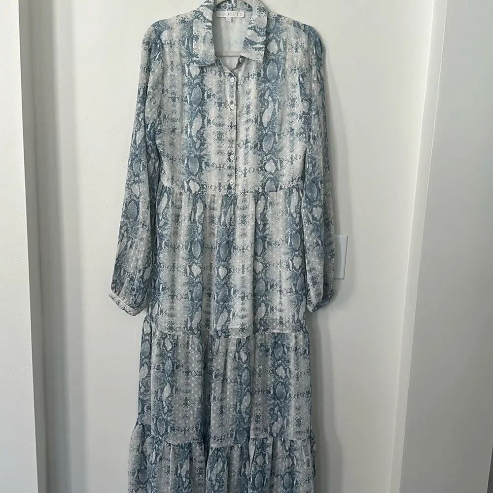Karlie Printed Lo g Sleeve Maxidress L